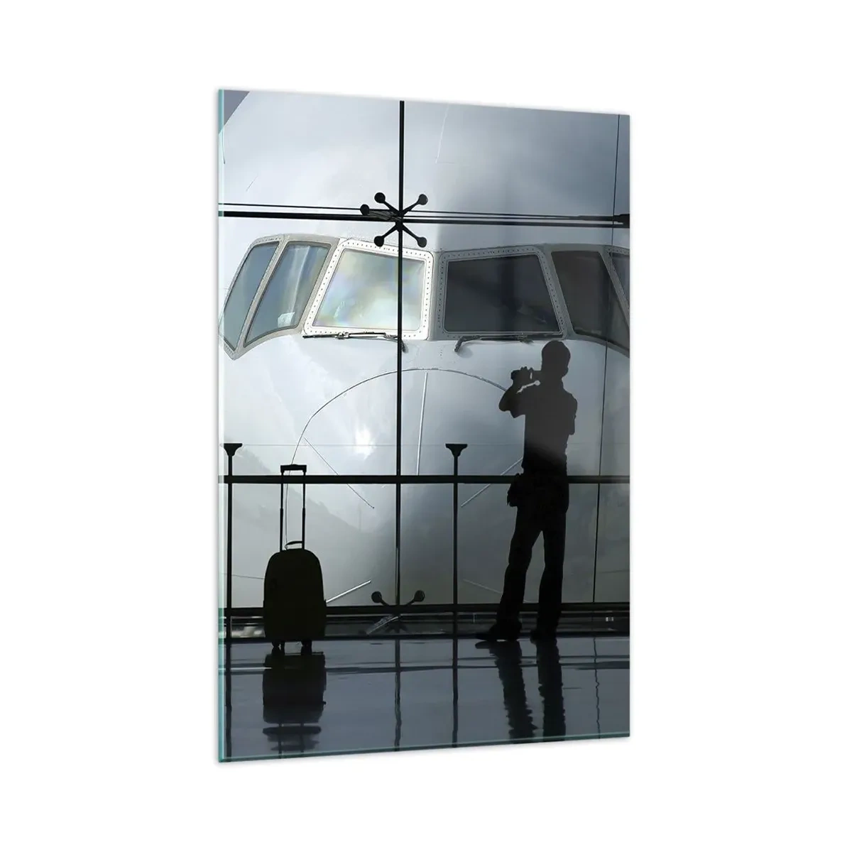 Schilderen op glas - Vis a vis op de luchthaven - 80x120 cm