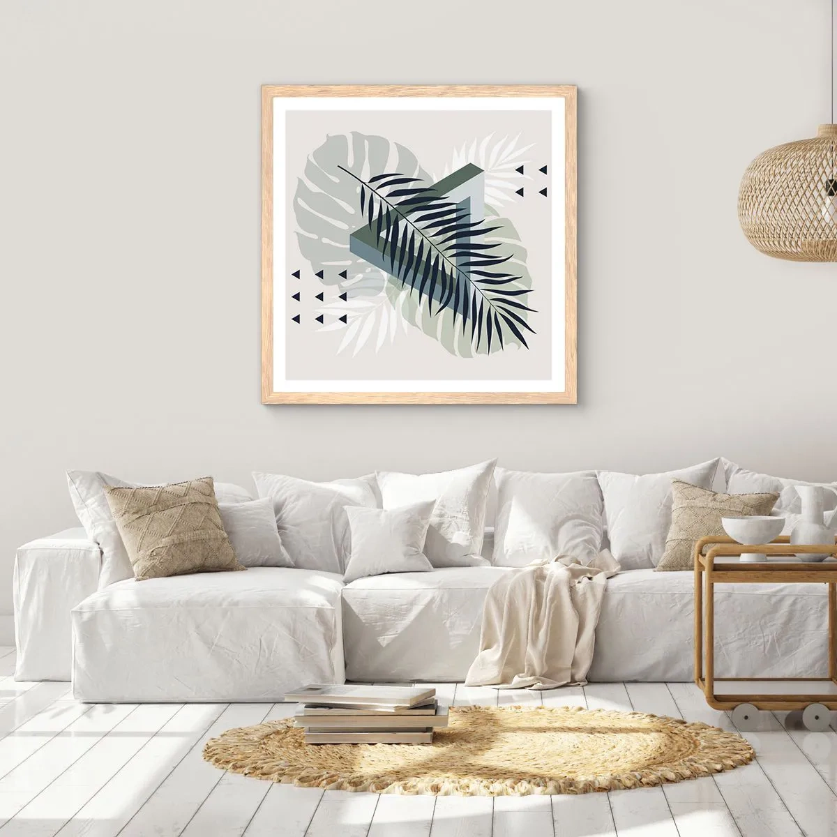 Een poster in een licht eiken lijst - Natuur en geometrie - twee orden? - 50x50 cm