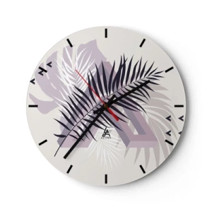 Wandklok - Klok - Moderne graphics met palmbladeren - 30x30cm - De schaduw van de schaduw - Moderne wanddecoratie voor woonkamer, keuken en slaapkamer ARTTOR