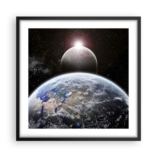 Poster in een zwarte lijst - Kosmisch landschap - zonsopgang - 50x50 cm