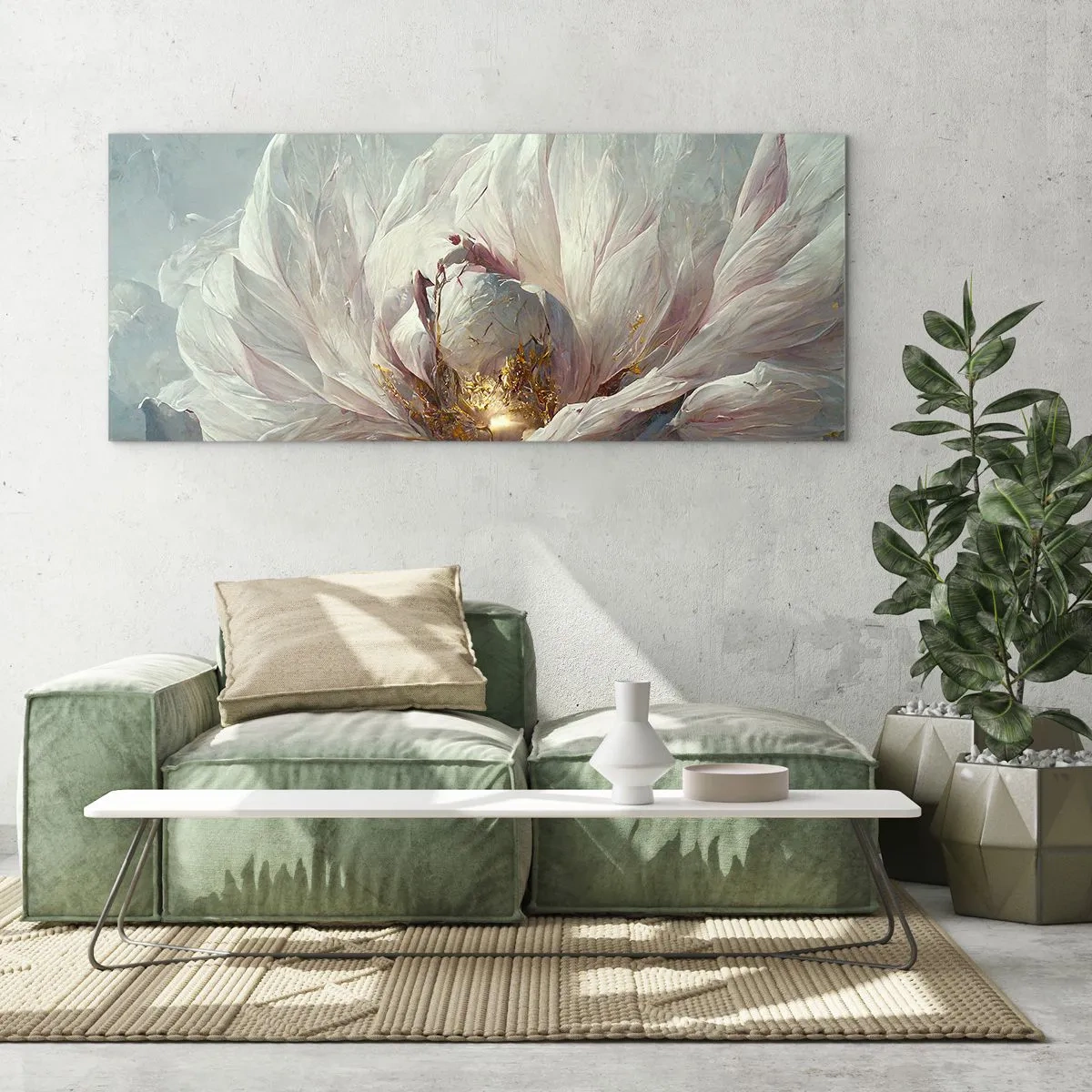 Schilderen op glas - Hij bloeit eens in de honderd jaar - 100x40 cm