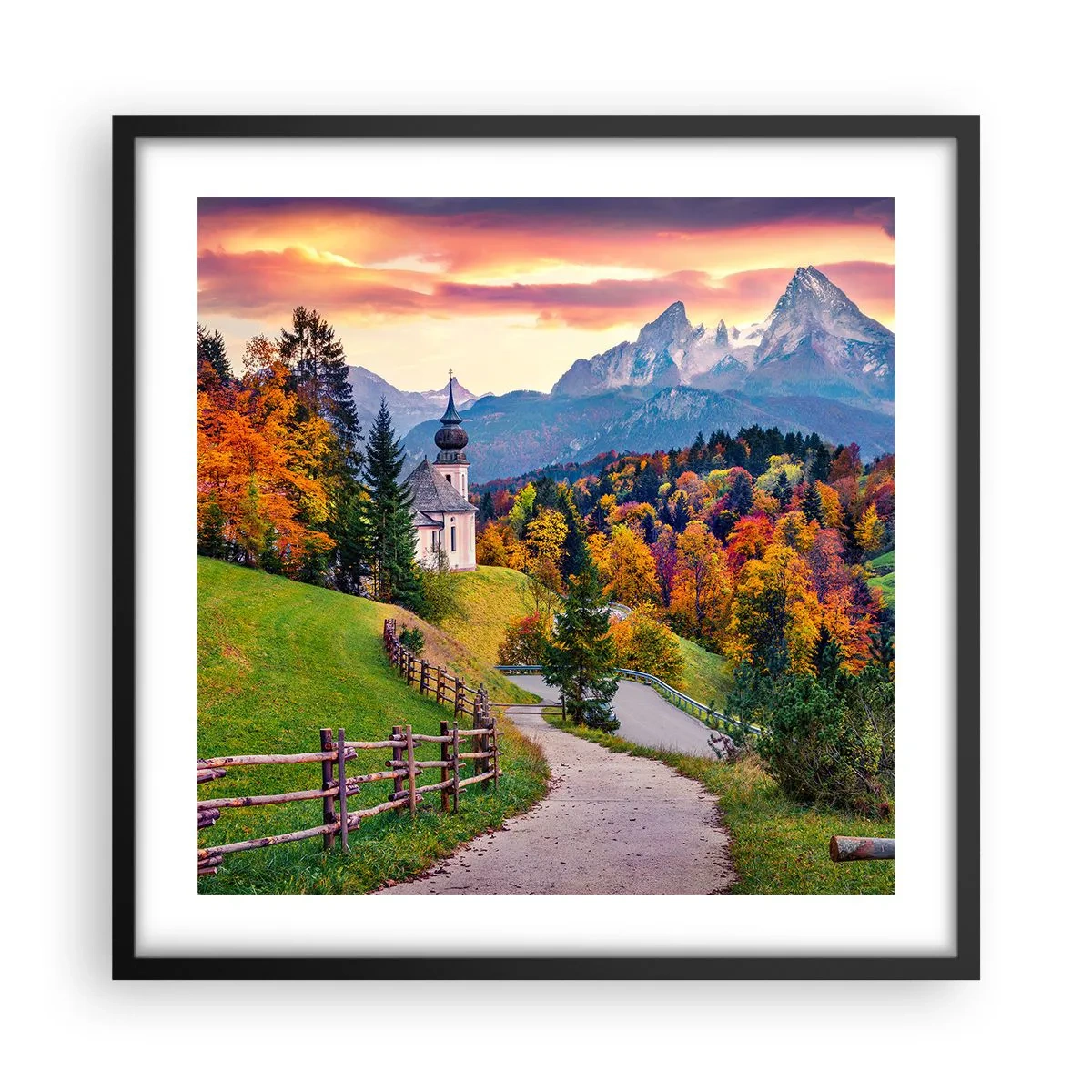 Poster in een zwarte lijst - Landschap zoals geschilderd - 50x50 cm