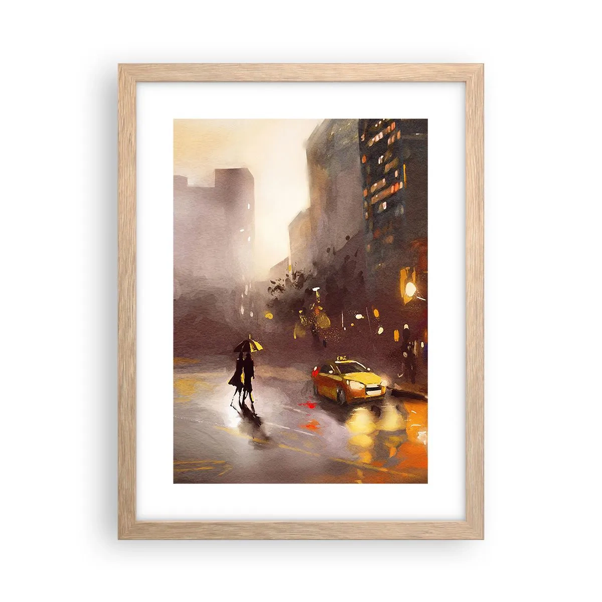 Een poster in een licht eiken lijst - In de lichten van New York - 30x40 cm