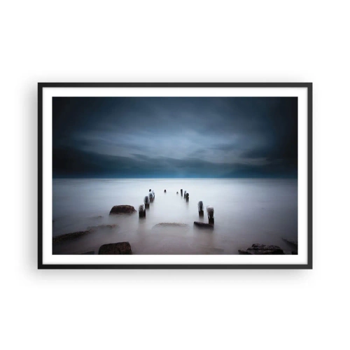 Poster in een zwarte lijst - Peinzend meer - 91x61 cm