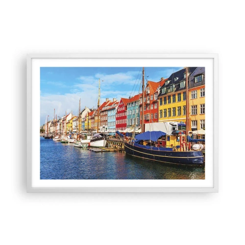 Poster in een witte lijst - Vrolijke werf - 70x50 cm