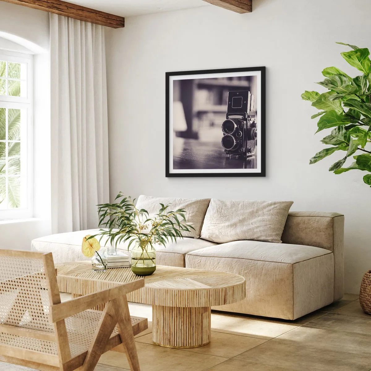 Poster in een zwarte lijst - De magie van oude fotografie - 30x30 cm