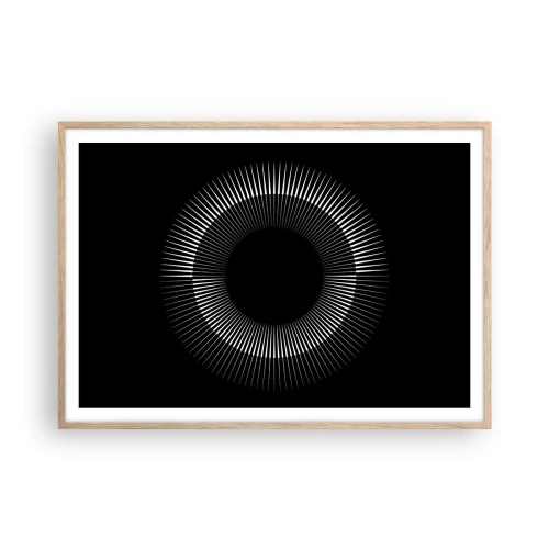 Een poster in een licht eiken lijst - Zwarte zon - 100x70 cm