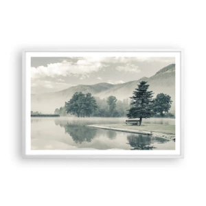 Poster in een witte lijst - Het meer slaapt nog - 91x61 cm