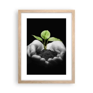 Een poster in een licht eiken lijst - Ik hou van de natuur, ik bescherm haar - 30x40 cm