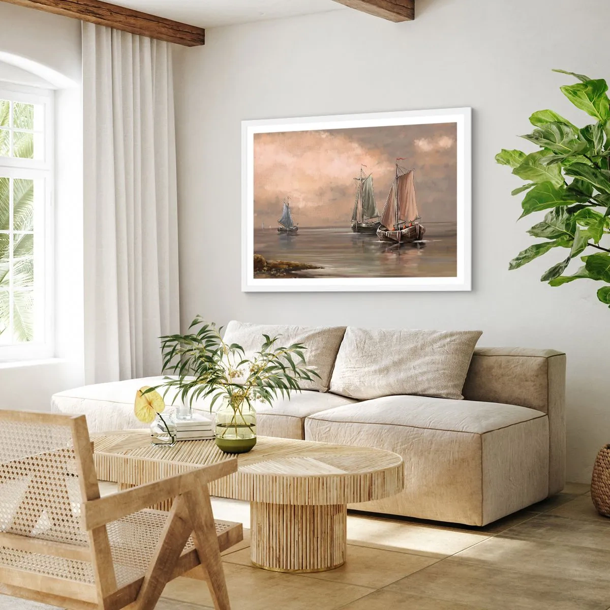 Poster in een witte lijst - De terugkeer van zeelieden - 91x61 cm