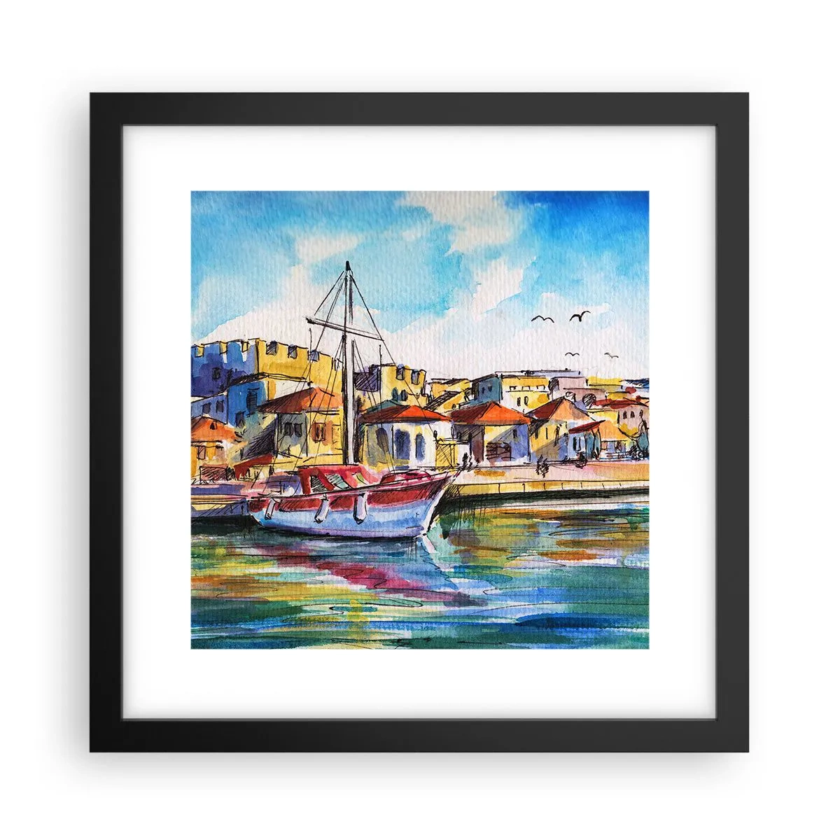 Poster in een zwarte lijst - Regenboogmiddag - 30x30 cm