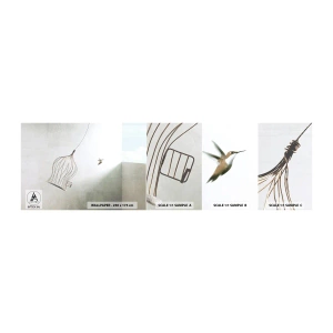 Fotobehang Staaltje Standard Eco - In je element - Abstractie, Vogel, Vogelkooi - 100x30 cm