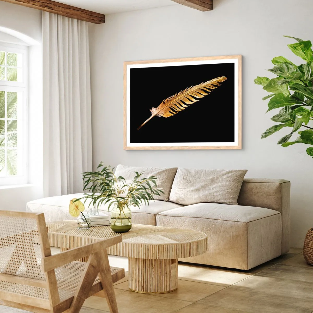 Een poster in een licht eiken lijst - HHij heeft een ongewoon talent voor schrijven… - 100x70 cm