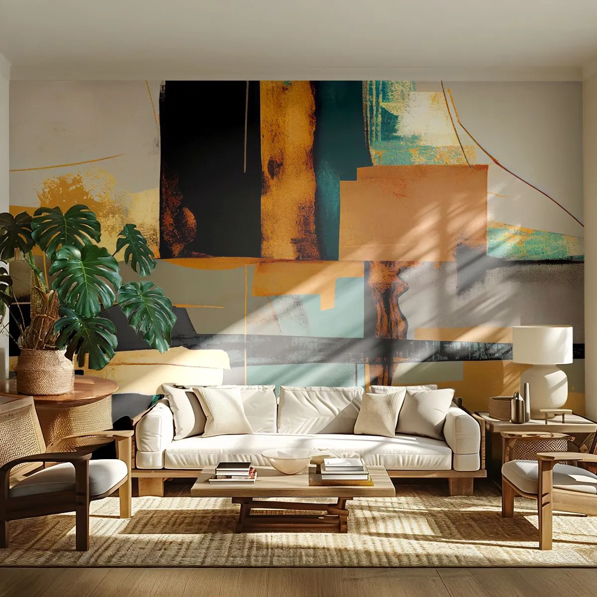 Fotobehang Premium Canvas - Abstractie – licht en schaduw - Abstractie, Modern, Deel - 250x175 cm