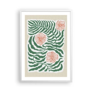 Poster in een witte lijst - Bloeiend in het groen - 50x70 cm