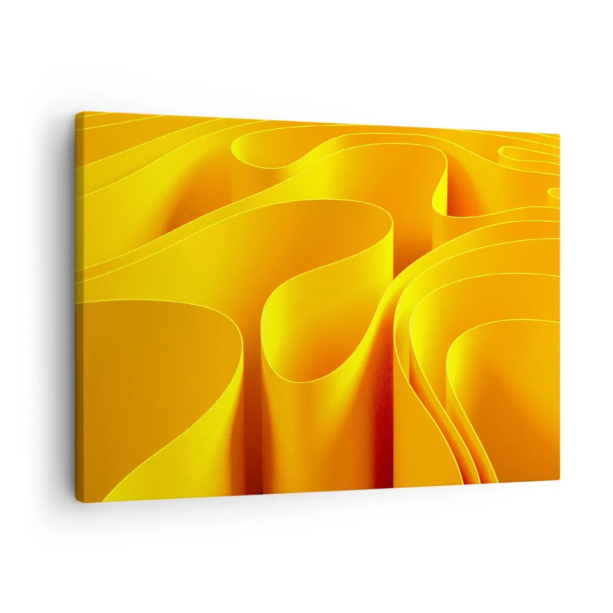 Schilderen op canvas - Gele abstracte golven die lijken op zonnestralen - 70x50cm - Als de golven van de zon - Moderne wanddecoratie voor woonkamer en slaapkamer ARTTOR