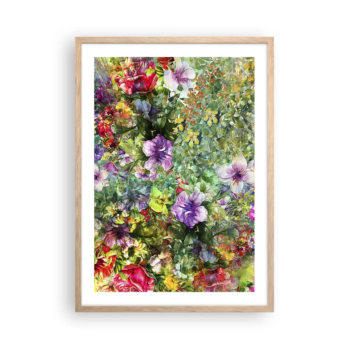 Een poster in een licht eiken lijst - In bloemen voor verderf - 50x70 cm