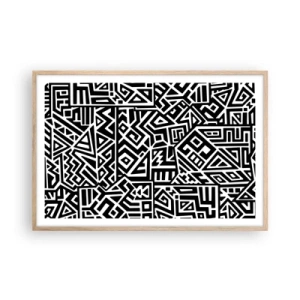 Een poster in een licht eiken lijst - Pre-Columbiaanse compositie - 91x61 cm
