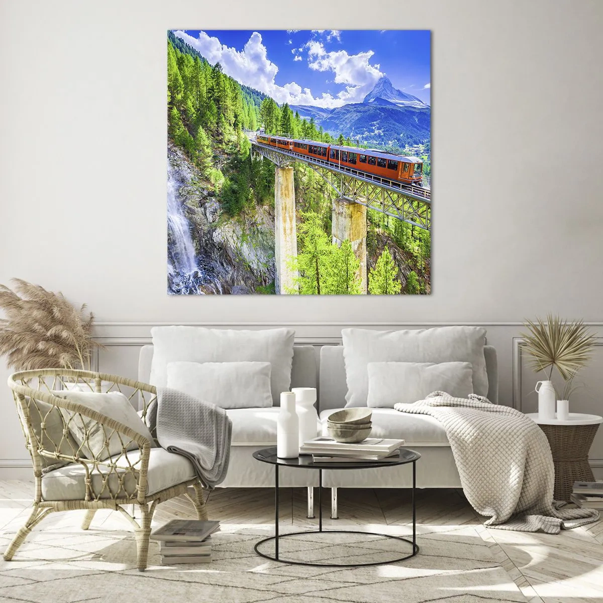 Schilderen op glas - Het is tijd voor de Alpen - 70x70 cm
