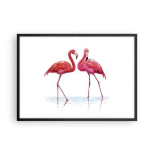 Poster in een zwarte lijst - Roze randez-vous - 70x50 cm