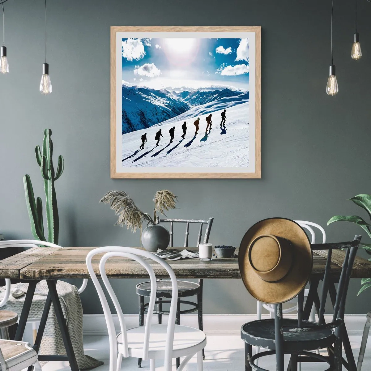 Een poster in een licht eiken lijst - Het team van de veroveraars - 30x30 cm