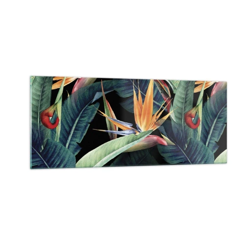Schilderen op glas - Vlammende bloemen van de tropen - 100x40 cm