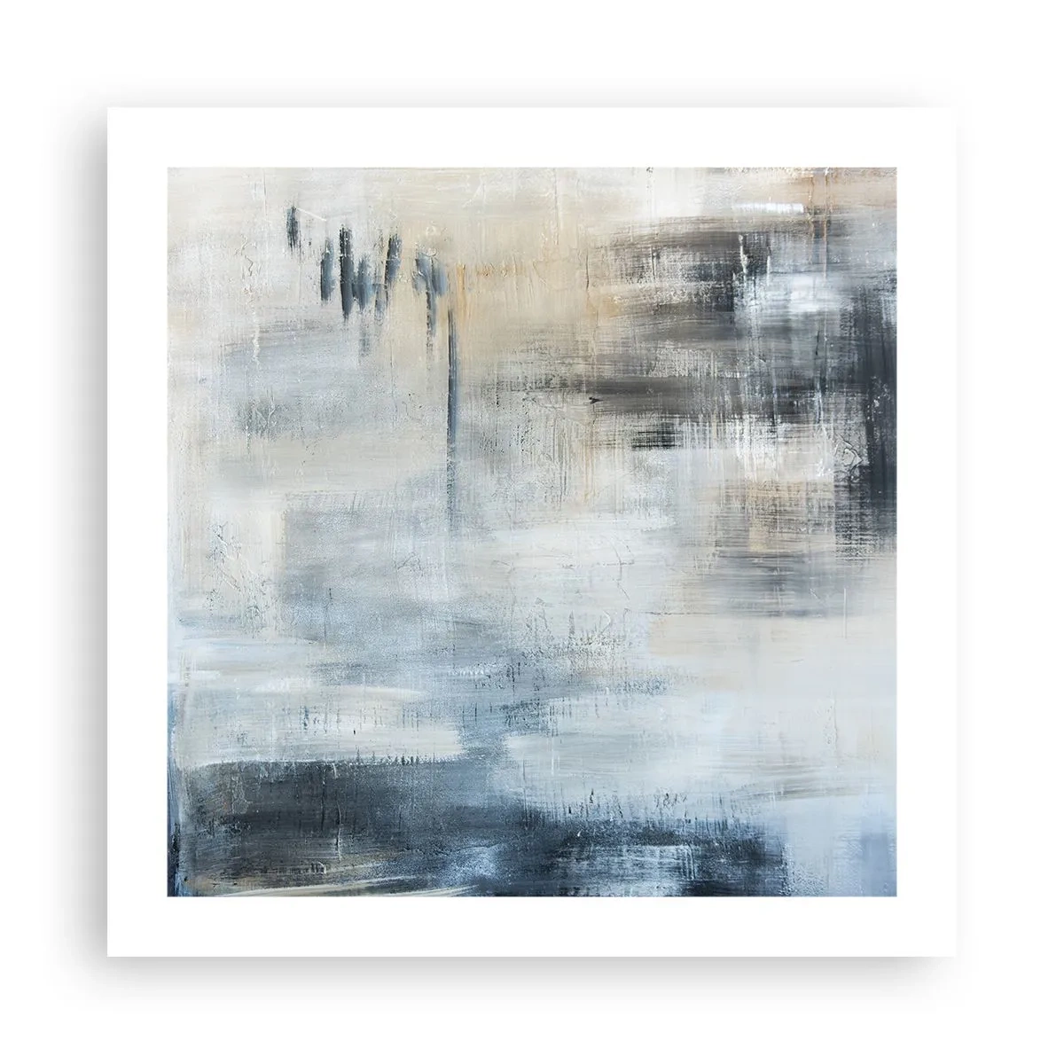 Poster - Achter het blauwe gordijn - 50x50 cm