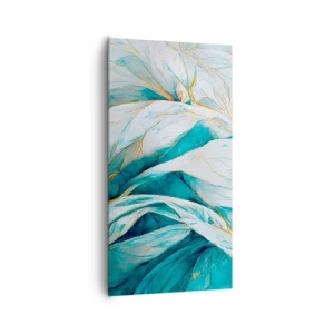 Schilderen op canvas - Blauwe abstractie met een gouden motief - 65x120 cm