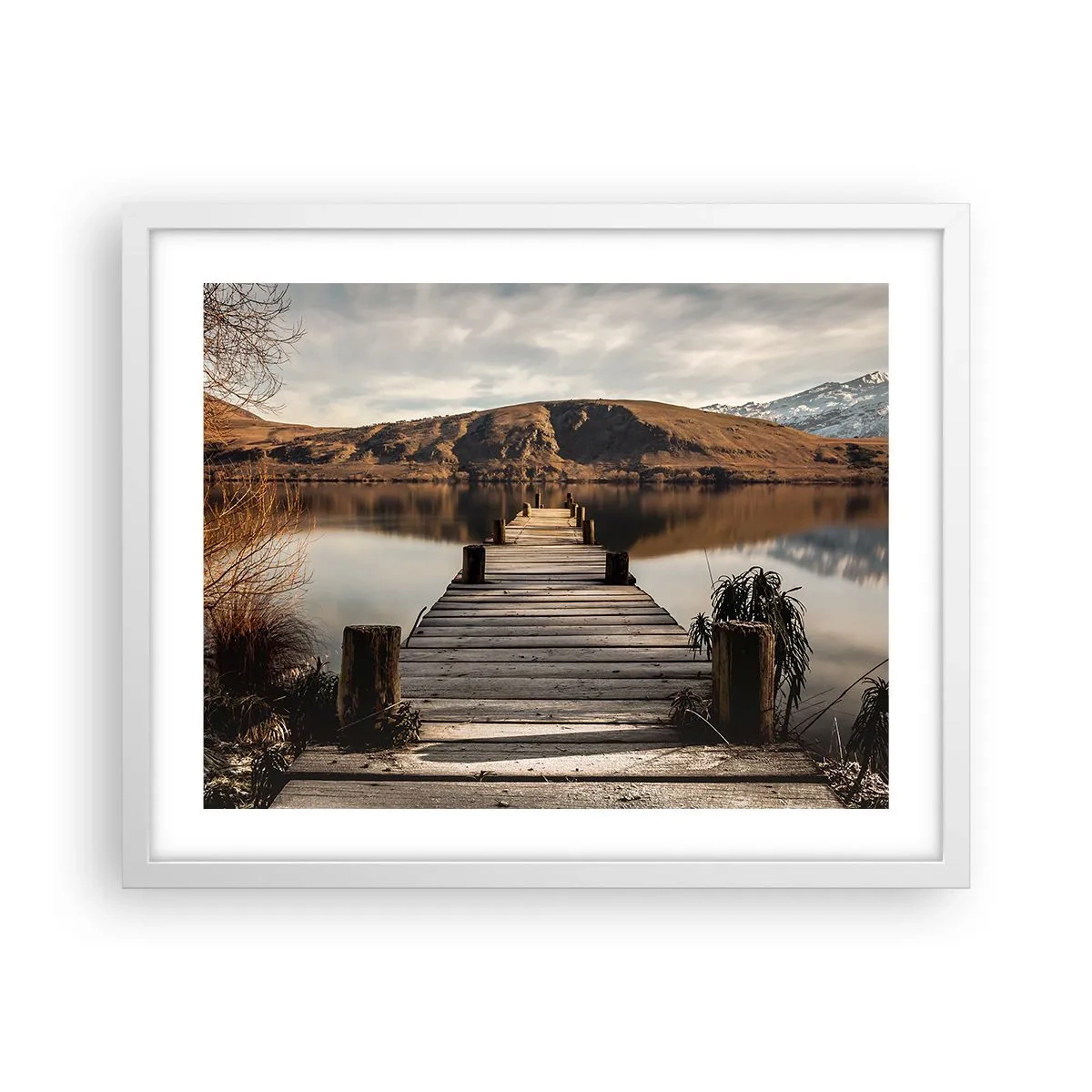 Poster in een witte lijst - Landschap in stilte - 50x40 cm