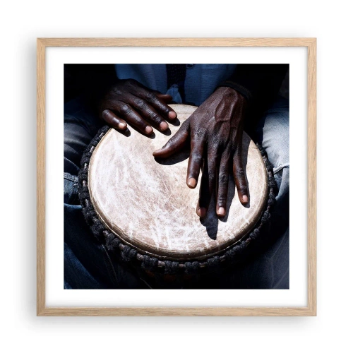 Een poster in een licht eiken lijst - Leef in je eigen ritme - 50x50 cm