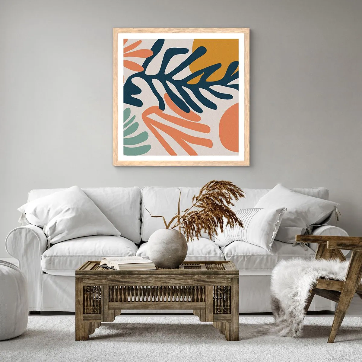 Een poster in een licht eiken lijst - Koraalzeeën - 30x30 cm