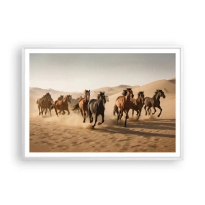 Poster in een witte lijst - Vrij als de wind - 100x70 cm