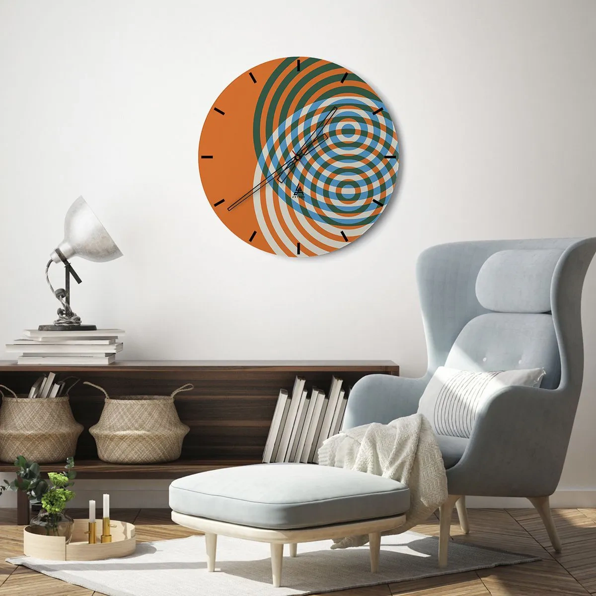 Wandklok - Klok - Geometrisch patroon met concentrische cirkels in warme kleuren - 30x30cm - Abstracte circulaire variatie - Moderne wanddecoratie voor woonkamer, keuken en slaapkamer ARTTOR