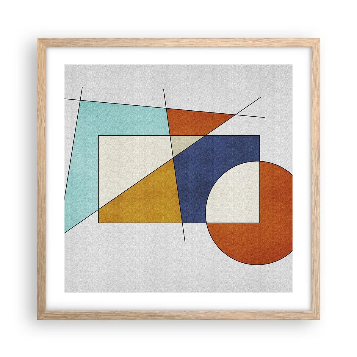 Een poster in een licht eiken lijst - Abstractie: modernistisch plezier - 50x50 cm