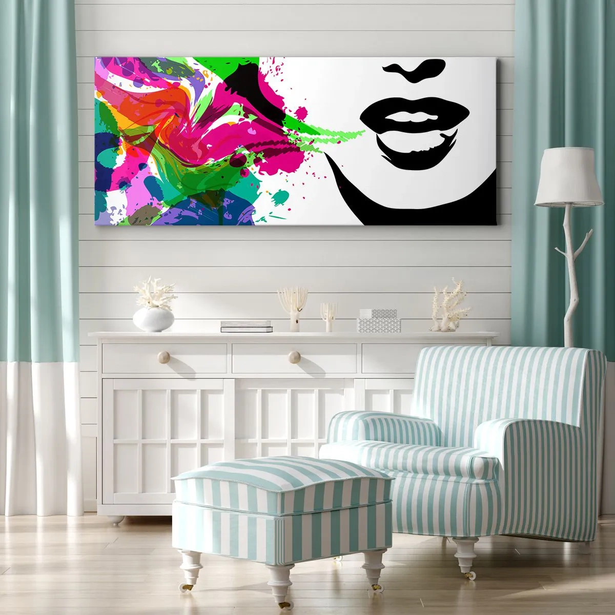 Schilderen op canvas - Een verhaal in de kleuren van de regenboog - 140x50 cm