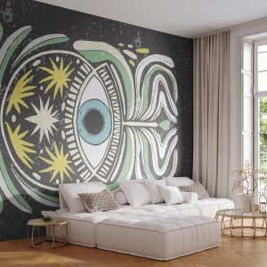 Zelfklevend Fotobehang Deluxe Sticker - Tribale rituelen - Boho, Oog, Pastel - 500x350 cm