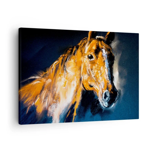 Schilderen op canvas - Portret van een paard in een dynamische, schilderachtige stijl - 70x50cm - Dus wat, ga je? - Moderne wanddecoratie voor woonkamer en slaapkamer ARTTOR
