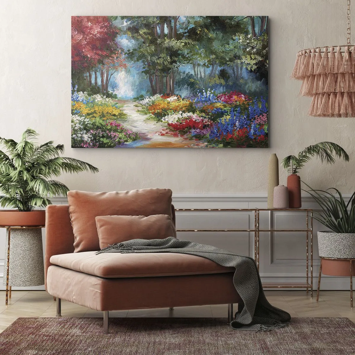 Schilderen op canvas - Bostuin, bloemenbos - 100x70 cm