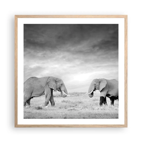 Een poster in een licht eiken lijst - Grijs is mooi - 60x60 cm