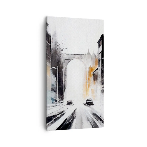 Schilderen op canvas - Stadsstudie: architectuur en beweging - 45x80 cm