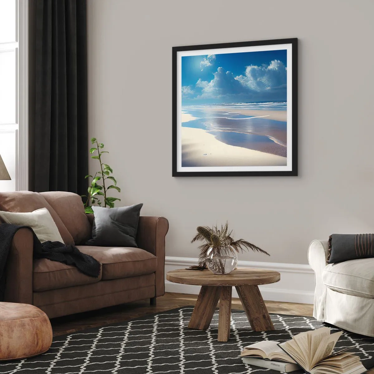 Poster in een zwarte lijst - Paradijselijke vakantie - 40x40 cm