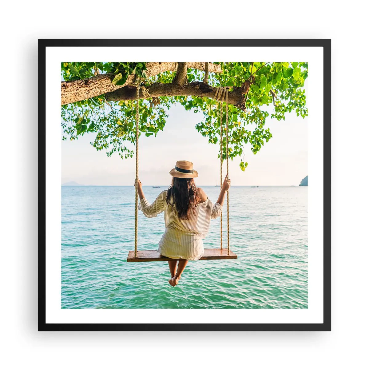 Poster in een zwarte lijst - Het leven is prachtig - 60x60 cm