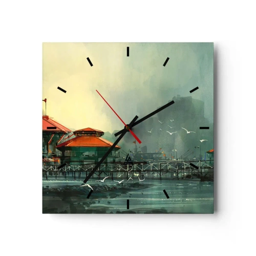 Wandklok - Klok - Een zonnige dag in de haven - 30x30 cm