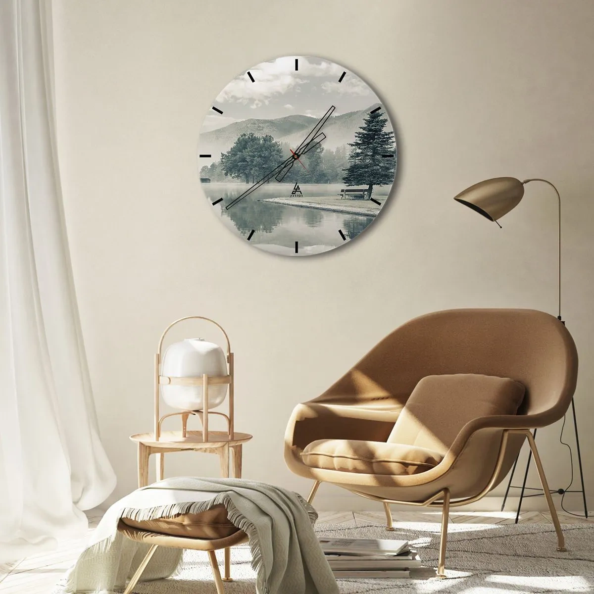 Wandklok - Klok - Het meer slaapt nog - 30x30 cm