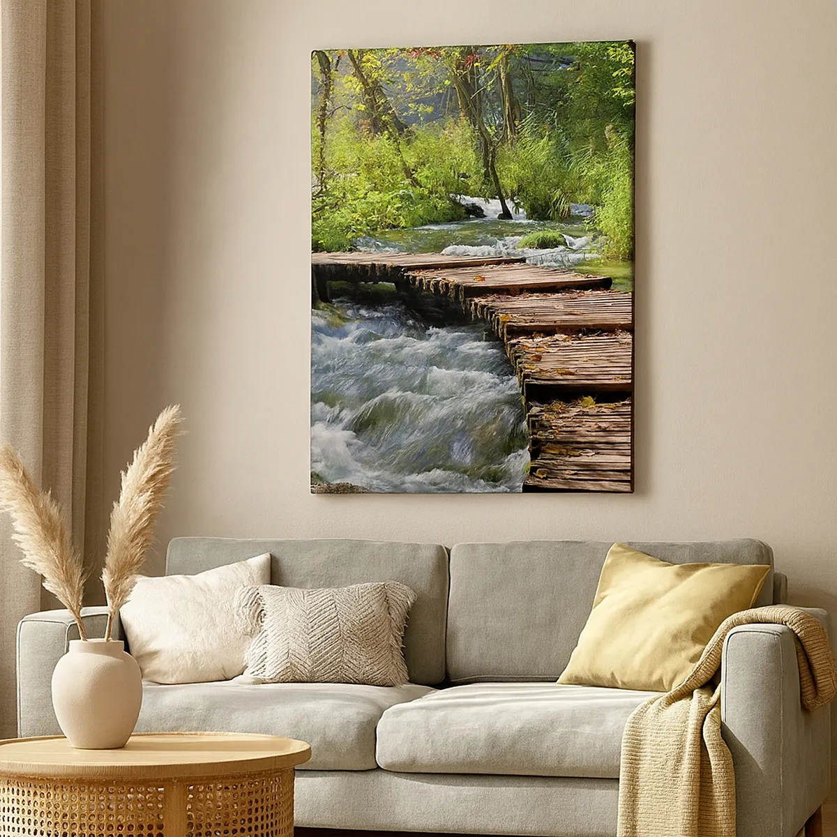 Schilderen op canvas - Boven de schuimige waterval - 50x70 cm