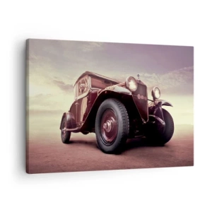 Schilderen op canvas - Een klassieke oldtimer tegen de lucht - 70x50cm - Laten we teruggaan zoals in de oude dagen - Moderne wanddecoratie voor woonkamer en slaapkamer ARTTOR