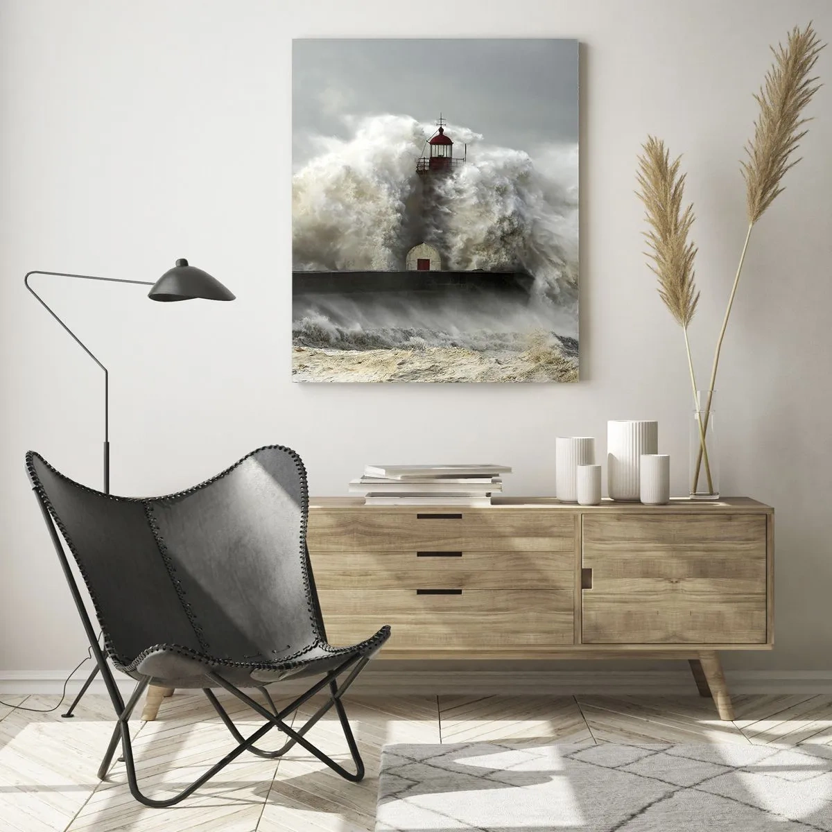 Schilderen op glas - De woede van de oceaan - 50x70 cm