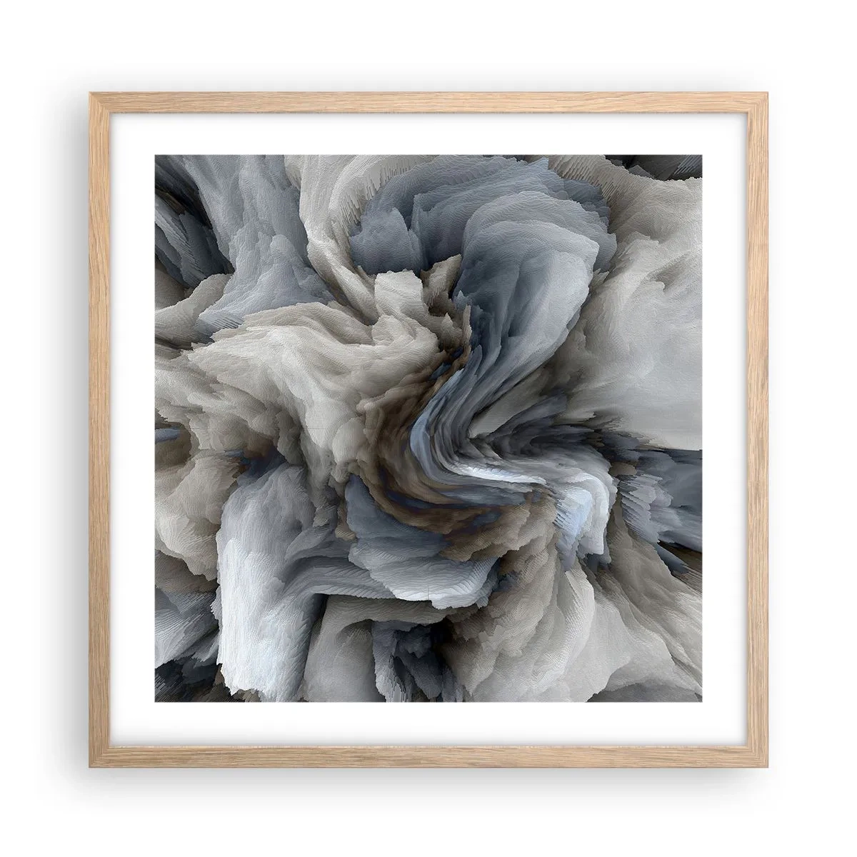 Een poster in een licht eiken lijst - Steen en bloem - 50x50 cm