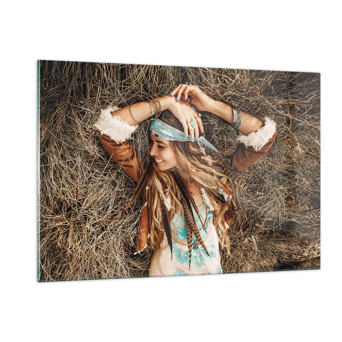 Schilderen op glas - Op weg naar de zomer van de liefde - 120x80 cm