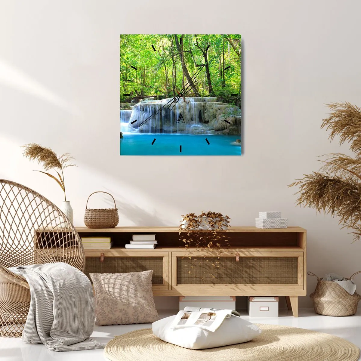 Wandklok - Klok - Verdrinken in turkoois en groen - 30x30 cm